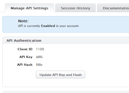 Update API token and hash